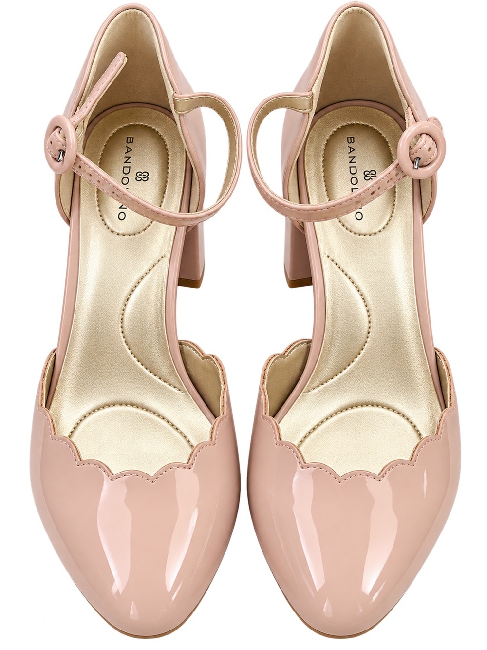 Bandolino Blush Pink Patent Scalloped Mary Jane Heels Size 8M